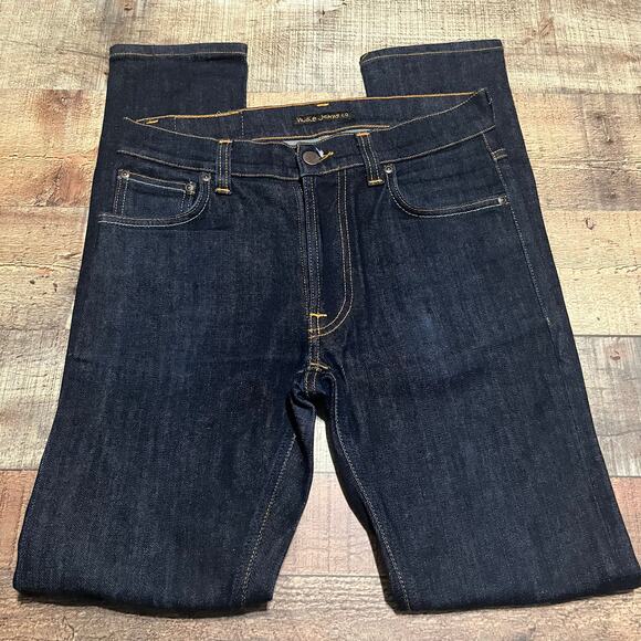 Nudie Jeans Co NWOT Men's Dark Wash Stretch Lean Dean Straight Jeans Sz 29x32 - Picture 1 of 5